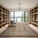 Brown Tan Geometric Grid Area Rug
