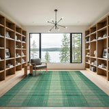 Green Checkered Woven Area Rug