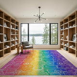 Boho Chic Rainbow Stamp Washable Area Rug