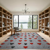Pixelated Hearts Scatter Area Rug