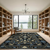 Blue Teal Persian Floral Area Rug