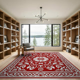 Traditional Persian Red Traditional Persian Floral Medallion Rug