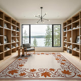 Autumn Maple Leaf Border Area Rug