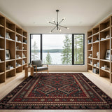 Red Black Geometric Persian Area Rug