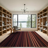 Bold Red Black Vertical Stripe Area Rug