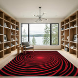 Red Hypnotic Spiral Area Rug