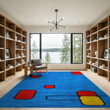 Vibrant Blue Geometric Abstract Area Rug