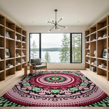 Vibrant Pink Mandala Area Rug