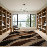 Sweeping Brown Tan Brushstroke Area Rug