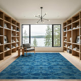 Teal Blue Geometric Diamond Lattice Rug
