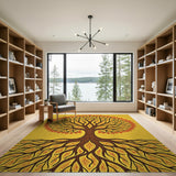 Vibrant Tree of Life Yellow Tribal Rug