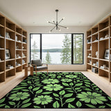 Vibrant Lime Green Daisy Floral Area Rug