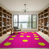 Vibrant Yellow Apples on Hot Pink Area Rug