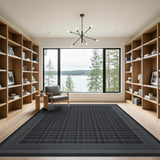 Black and White Geometric Modern Modern Black White Grid Geometric Area Rug
