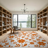 Orange Blossom Floral Pattern Area Rug