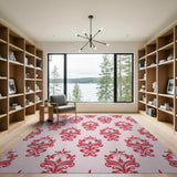 Elegant Red Damask Floral Vintage Area Rug