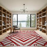 Red Floral Trellis Area Rug