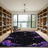 Purple Pixelated Cosmic Nebula Area Rug