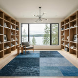 Distressed Blue Patchwork Area Rug
