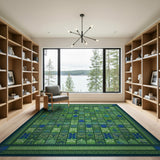 Green Green Heritage Tribal Geometric Area Rug