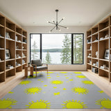 Whimsical Yellow Suns Butterflies Stars Area Rug