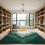 Golden Sun Over Layered Green Mountains Rug
