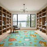 Playful Cartoon Cats with Yarn Balls Area Rug