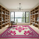 Pink Traditional Persian Border Area Rug