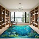 ODIKA Washable Undersea Mermaid Fantasy Area Rug - Low Pile & Non-Slip