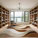 Wavy Brown and Tan Wavy Brown Tan Abstract Area Rug