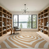 Swirling Beige Wave Abstract Area Rug