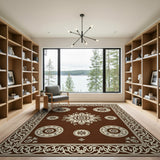 Brown Cream Traditional Persian Medallion Rug