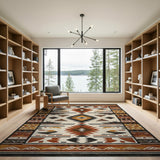 Brown and Tan Southwestern Geometric Area Rug in Brown Tan