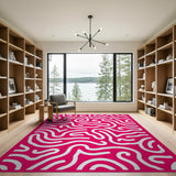 Hot Pink Wavy Abstract Area Rug