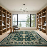 Dark Green Persian Medallion Area Rug
