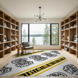 Yellow Hieroglyph Black Floral Area Rug
