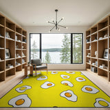 Kids Cartoon Yellow Sunny Fried Egg Yellow Area Rug