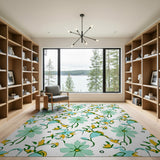Teal Mint Floral Vine Pattern Area Rug