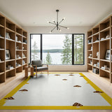 Whimsical Yellow Mushroom Border Area Rug