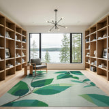Vibrant Green Abstract Leaves Area Rug