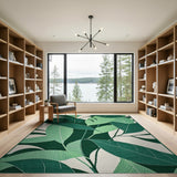 Abstract Area Green Lush Overlapping Green Leaves Area Rug