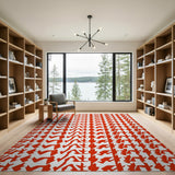 Red Tire Tread Zigzag Area Rug
