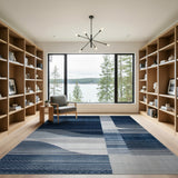 Navy Blue Abstract Wave Stripe Area Rug