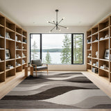Wavy Black White Geometric Area Rug