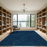 Navy Teal Flame Geometric Area Rug