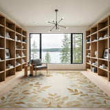 Vintage Beige Leaf Border Area Rug