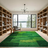 Vibrant Green Geometric Block Geometric Modern Area Rug