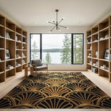 Gold Art Deco Fan Geometric Area Rug