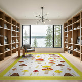 Kids Cartoon Whimsical Mushroom Forage Area Rug