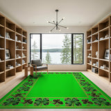 Green Emerald Shamrock Border Area Rug